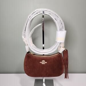NWT Coach CCE42 Teri Mini Crossbody Top Handle Handbag Suede Vintage Brown